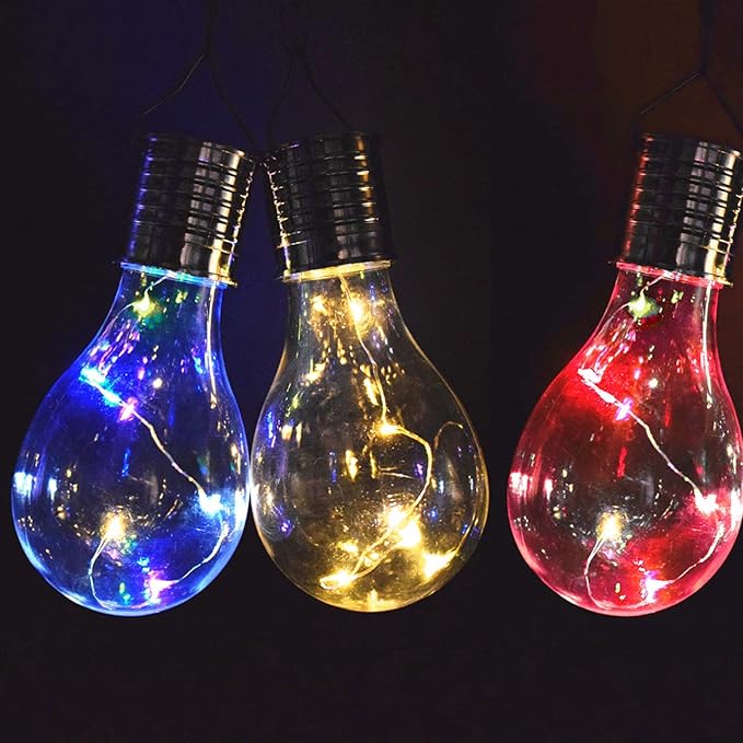 Solar Light Bulbs, Outdoor Waterproof Hanging Solar Bulbs Lights with Solar Panel for Yard Party Holiday Decorations, Warm White, 8 Pack