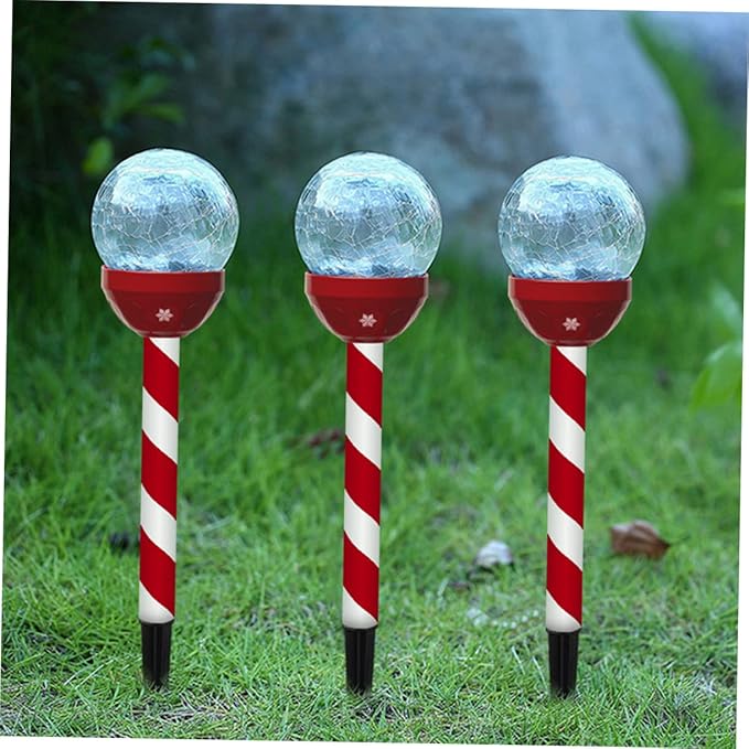 GANAZONO Solar Led Christmas Lights Cracked Glass Garden Stake Lamp Landscape Pathway Decor for Yard
