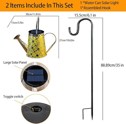 VOOKRY Solar Watering Can Lights, Large Retro Metal Hanging Solar Lights Outdoor Waterproof, Gifts for Women Mom Grandma Birthday, Outside Yard Garden Porch Lawn Patio Decoration, Warm White