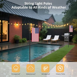 2 Pack String Light Poles - 10 Ft Patio Heavy Metal Lighting Posts, Adjustable Outdoor Stand with Fork for Backyard | Lumora