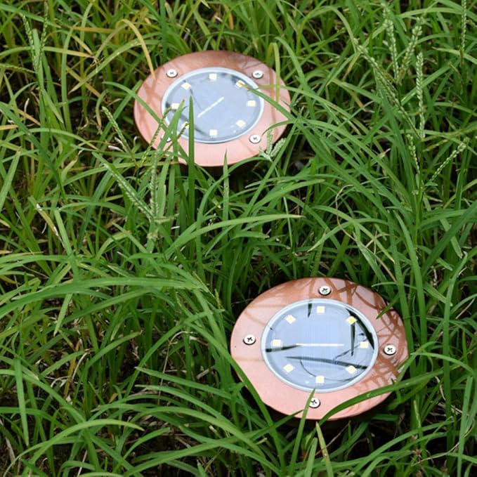 Solar Floor Lamp Ip65 Waterproof Outdoor Led Disc Light, Used in Garden Non-Slip Landscape Path, Used in Terrace Lawn Hospital, Wear-Resistant Deck Lights, Sidewalk Decoration Bronze,White Light