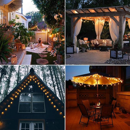 Metaku Solar String Lights Outdoor 23ft 50 LED Globe Lights Solar Powered 8 Modes Auto On/Off Waterproof Decorative Lights for Patio Garden Gazebo Bistro Balcony