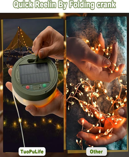 Solar Camping String Lights, 32.8 FT Fairy String Light, 4 in 1 Portable Waterproof Camp Lamp with 8 Lighting Modes, Hanging Rechargeable Tent Lantern for Christmas Decorations Patio Party Essentials