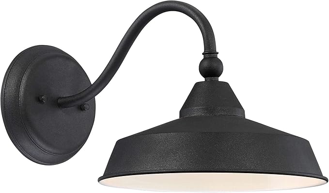 John Timberland Willard Rustic Industrial Farmhouse Outdoor Barn Light Fixture Textured Black LED Gooseneck 8 3/4" | Lumora