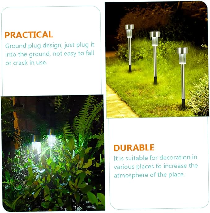 SUPVOX 6pcs Garden Lights Waterproof Outdoor Pathway Lamps for Lawn Decoration Solar Lighting Adjustable Brightness for Driveways and Patios