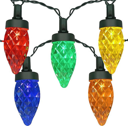 26Ft LED Valentine's Day String Lights Outdoor, C7 Vintage Christmas Lights with 52 Multicolor Strawberry Bulbs, Plug in Fairy Lights for Indoor Patio Porch Garden Party Wedding Roofline House Decor