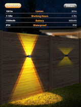 Solar Fence Lights,6Pack Warm White Up & Down Solar Wall Lights Waterproof 100 Lumens Dusk to - Outdoor Path Light | Lumora