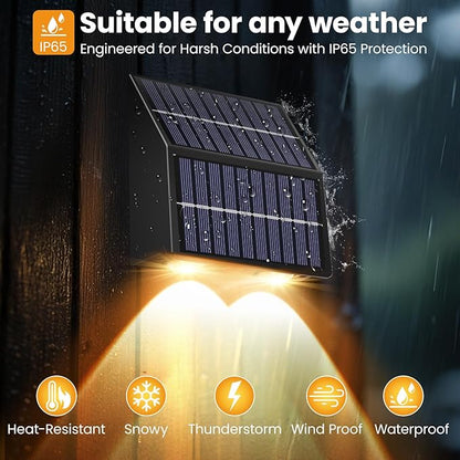 artcool Solar Fence Lights Outdoor with Dual Panels – Fence Light Solar Powered Weatherproof LED Solar Lights Outdoor for Yard,Patio,Wall,Steps-Stable Charging for All Seasons(8 Pack)