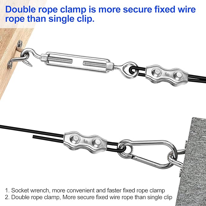 BLIKA String Light Hanging Kits, 250FT Coated Stainless Steel 304 Wire Rope, Outdoor Light Guide Wire, Globe String | Lumora