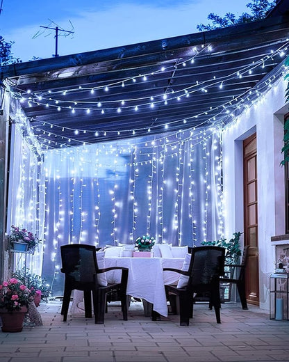 380LED 125FT Cool White Christmas Lights, Extra Long Outdoor String Lights Waterproof, Timer & Memory, 8 Modes Dimmable Plug in Fairy for Classroom Decor Outside Tree Wedding Patry