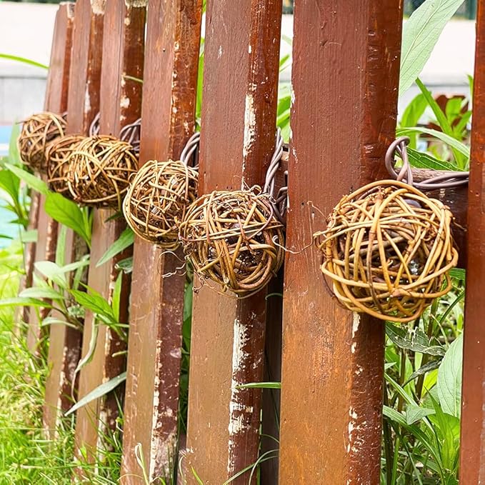 Rattan Ball String Lights Plug in Fairy Lights for Thanksgiving Decorations Indoor Outdoor Patio Garden Balcony | Lumora