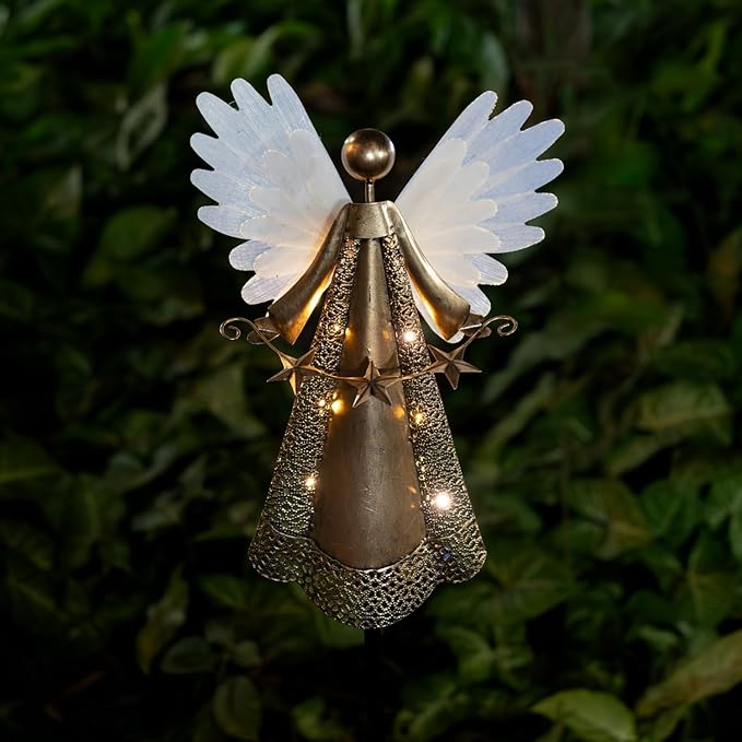 Solar Angel Garden Lights, Outdoor LED Metal Decor, Waterproof Pathway, Lawn Lighting, Unique Gift for Women, Mom | Lumora