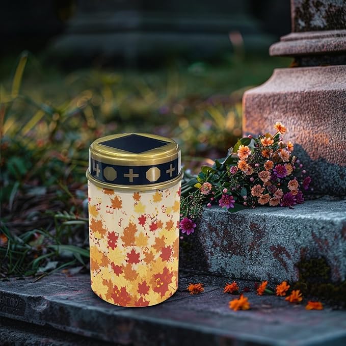 Autumn Fall Maple Leaves Solar Lights Outdoor for Walkway Solar 4 Pieces Pathway Lights Waterproof Solar Lantern Landscape Lighting