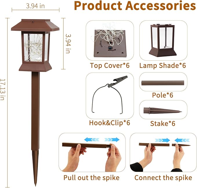 6Pack Solar Pathway Lights Outdoor Waterproof IP65, Solar Lights Outdoor with Hook, Upgraded 1000mAH Battery, Up to | Lumora