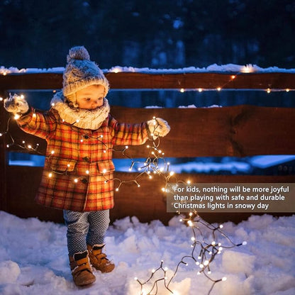 BHCLIGHT Extra-Long Connectable 99FT 240LED Christmas String Lights Outdoor/Indoor, Timer & Memory & 8 Modes, Warm White String Lights Waterproof Green Wire Tree Lights for Xmas Holiday Yard Party