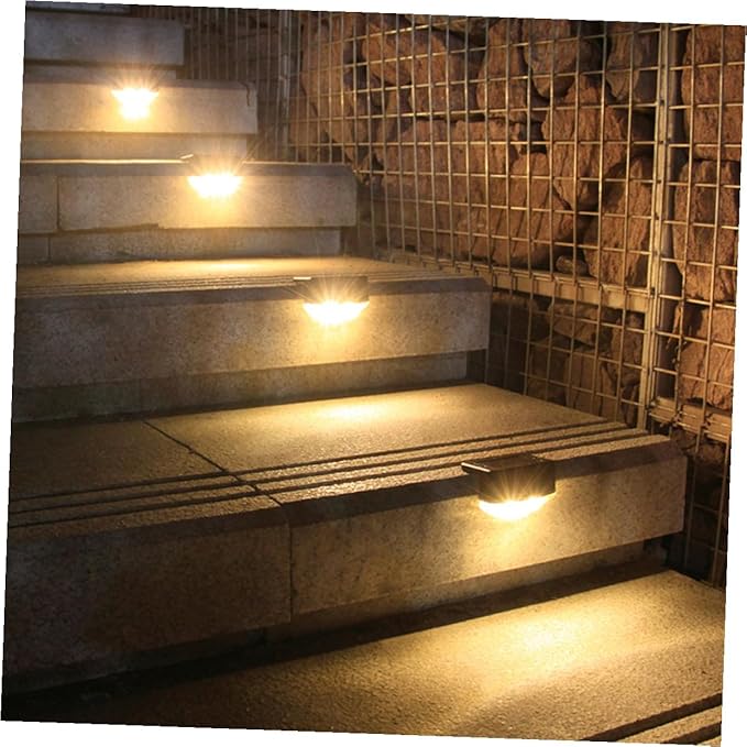 4pcs Solar Step Lights Outdoor LED Garden Lamps Warm Glow Dark Shell Solar Powered Landscape Lighting for Stairs Patio Deck Courtyard Fence