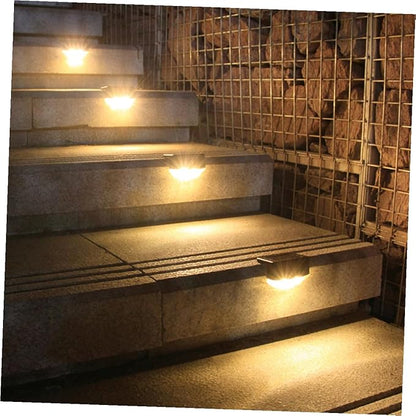 4pcs Solar Step Lights Outdoor LED Garden Lamps Warm Glow Dark Shell Solar Powered Landscape Lighting for Stairs Patio Deck Courtyard Fence