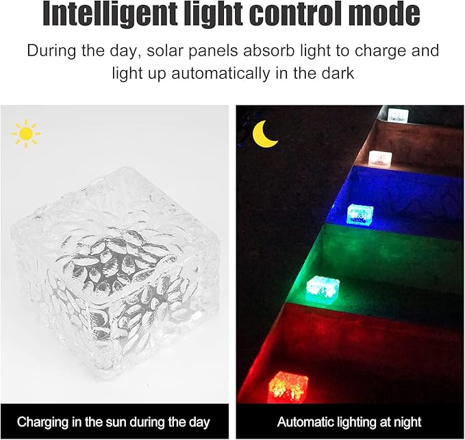 Paver Lights Solar Landscape 1 Pack, Christmas Lights Color Changing Holiday Decor, Square Pavers for Outside Patio, Vibrant Garden Glass Bricks Outdoor Patio, Luces Led para Exteriores