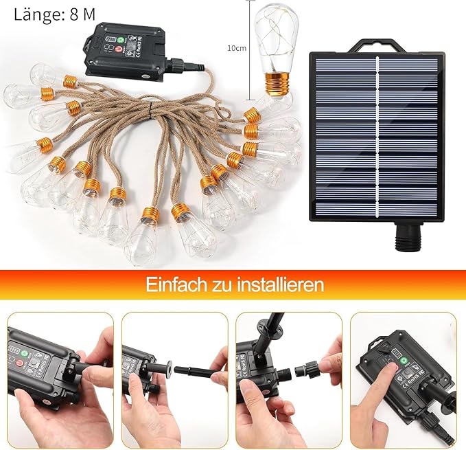 Solar String Lights Outdoor Waterproof, 1 Pack 50 LED 2.3CM 23 FT Each, Solar Powered Patio Lights with 8 Lighting Modes for Garden Yard Porch Wedding Party...(Seven Colors)