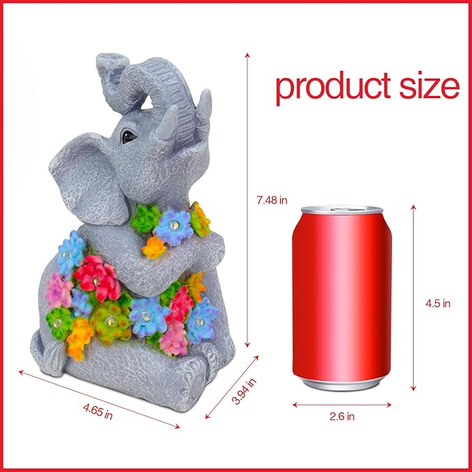 Womens Gifts Solar Statues for Garden Decor, Outdoor Elephant Sculptures for Clearance Lights for Outside Lawn Ornaments Birthday Gifts for Mom Grandma Women- Chrismtas Gifts for Mom Grandma
