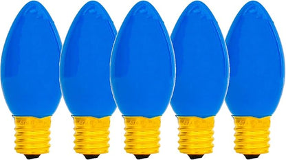 EST. LEE DISPLAY L D 1902 Indoor ＆ Outdoor String Light C9 Glass Christmas Steady Solid Replacement Bulbs E17 Socket C-9 Candelabra Style Box of 25 (Multi-Colored)