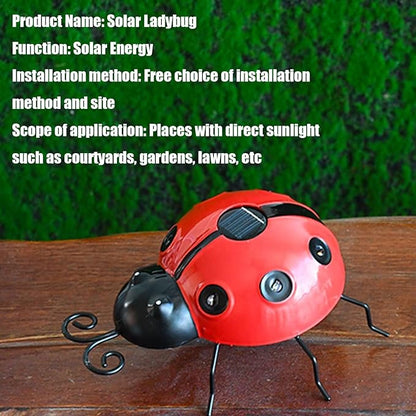 Solar Ladybug Lights Metal Garden Decor for Outside Cute Ladybugs Yard Art Lawn Ornaments Sculptures & Statues with Solar Lights Outdoor Fence Decoration for Patio