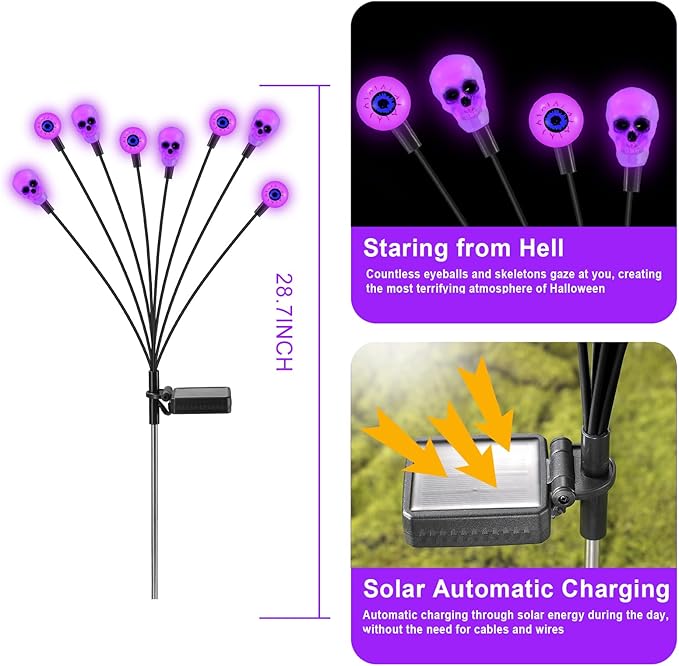 Solar Lights Outdoor,Halloween Decorations Outdoor, Scary Eyeball Lights,4PACKS 32LED,IP65 Waterproof,Halloween | Lumora