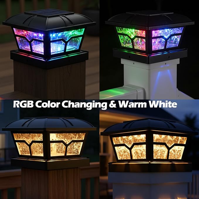 SIEDiNLAR Solar Post Cap Lights Outdoor 2 Color Modes for 4x4 5x5 6x6 Wooden Vinyl Posts Fence Deck Patio | Lumora