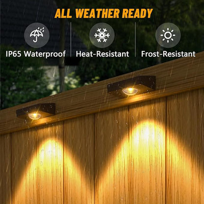 NIORSUN Solar Fence Lights Outdoor Waterproof,Warm & Cool White RGB，8 Pack LED Spot Lens Deck Lights 9 Mode，Solar Powered Wall Lighting Decor for Outside Patio Step Backyard Railing Pool Black