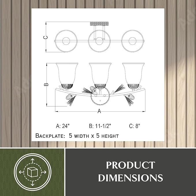 VAXCEL Sierra 3-Light 24 inch Wide Black Walnut Rustic Bathroom Vanity Lighting Fixture, Creme Cognac Glass Shade | Lumora