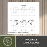 VAXCEL Sierra 3-Light 24 inch Wide Black Walnut Rustic Bathroom Vanity Lighting Fixture, Creme Cognac Glass Shade | Lumora