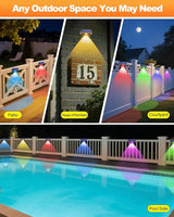 EGOBOO Solar Fence Lights Outdoor Waterproof 12 Pack, 7 Fixed Colors＆RGB Cycling Mode for Holiday Decor, Outside | Lumora