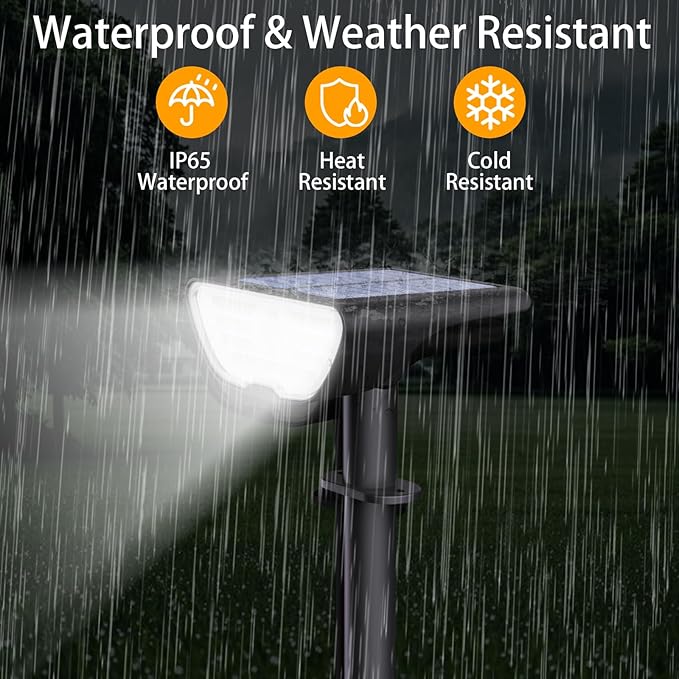 Solar Lights Outdoor Waterproof IP65, Landscape Spotlights with 73 LED, 3 Modes Auto On/Off Solar Spot Lights | Lumora