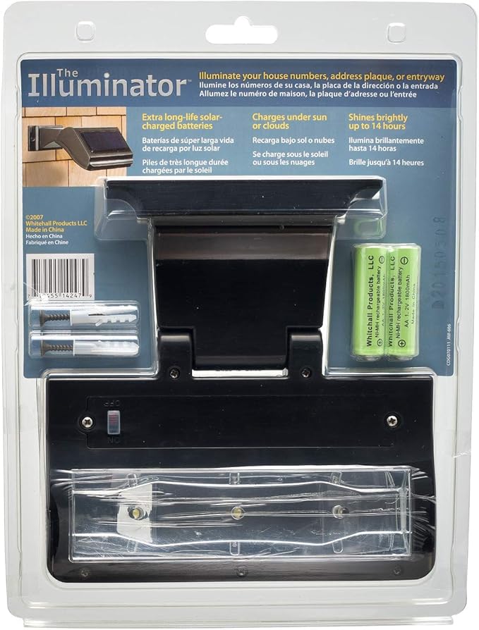 Whitehall Products Standard Wall Illuminator Solar Address Lamp, Black