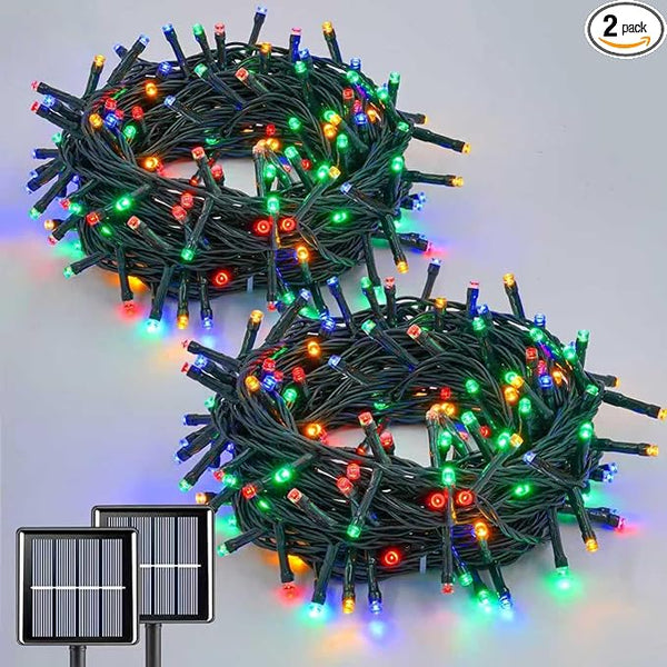 QITONG 2 Pack Multicolor Solar Christmas Lights, Each 66ft 200 LED Solar String Lights Outdoor Waterproof, 8 Modes | Lumora