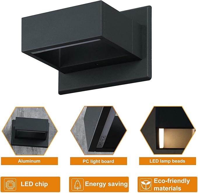 2 Pack Up Down Outdoor Wall Light Fixture LED Exterior Wall Mount Porch Light for Front Door Garage House | Lumora