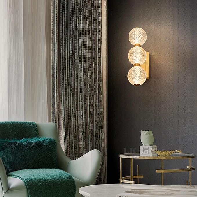 MARURY Wall Mounted Lamp Indoor Industrial Wall Light Fixture Modern Wall Lamp 3-Light with White Globe Glass, for Farmhouse Bedroom Bathroom Vanity Mirror Cafe Club