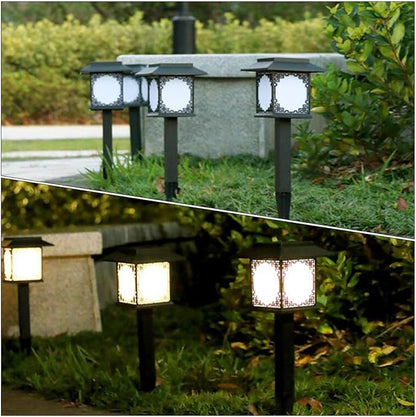 POPETPOP Solar Ground Lamp Set 2pcs LED Waterproof Lawn Pathway Lights for Outdoor Garden Yard Landscape Lighting with White Light for Patio and Lawn Decor