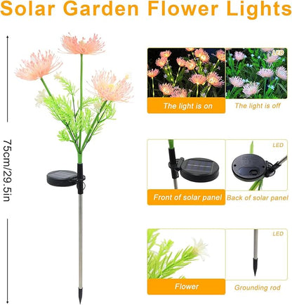 Solar Flowers Garden Lights, Outdoor Waterproof Lights Decorative for Garden, Yard, Backyard Decor 4-Pack Yellow & Pink Combo