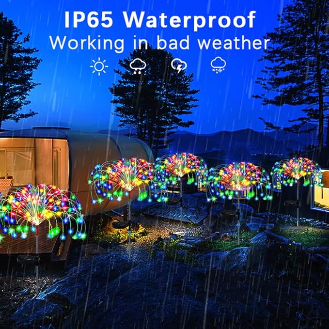 4 Pack Outdoor Solar Lights, Solar Garden Lights Bigger Firework Fairy Lights, Waterproof Outdoor Lights - Bigger | Lumora