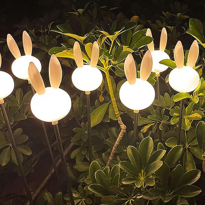 Easter Bunny Pathway Solar Lights Outdoor Easter Rabbits Solar Lights Spring Bunny Solar Yard Stake Light for Garden Patio Yard Pathway Lawn Decor