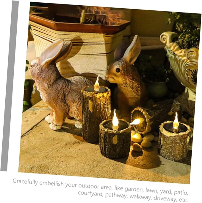 Mipcase Wood Grain Lamp Solar Pathway Light Outdoor Landscape Decor Easy to Install Weatherproof Garden Decor