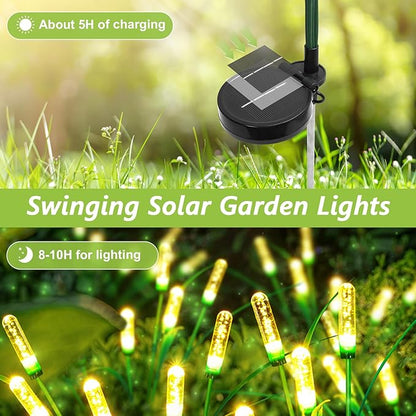 Reed Solar Garden Lights Outdoor, 15.7 Inch 2 pack 12 LED Solar Lights Outdoor Garden Decor, Waterproof Solar Swaying Light Sway by Wind, Yard Patio Porch Pathway Lawn Decorations, Warm White