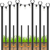 LETIANPAI 10Ft String Light Poles 4 Pack,Light Poles for Outside Lights,Outdoor with Fence Brackets Hanging | Lumora
