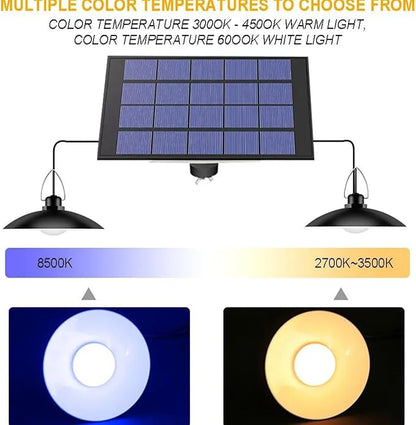 4 Head Solar Lights Waterproof Outdoor for Camping Garden Yard Solar Pendant Light Warm White/White Indoor Terrace Solar Lamp,White