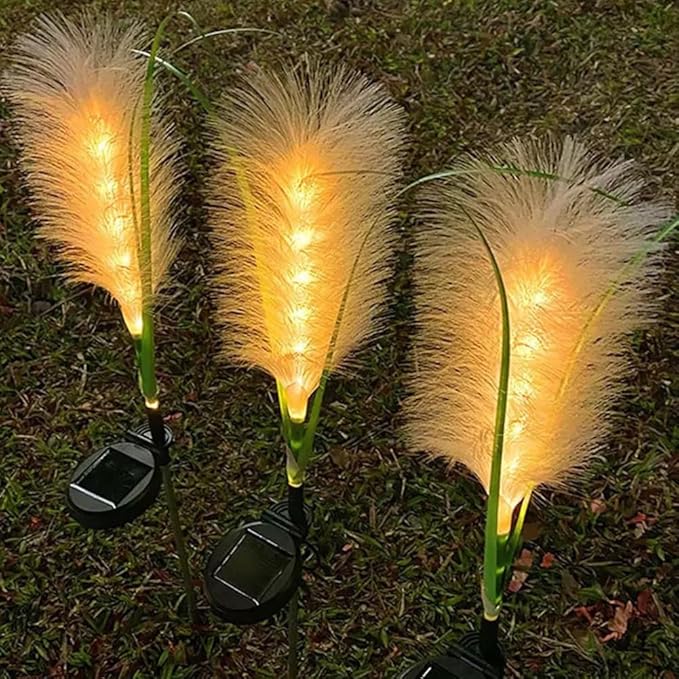 Solar Garden Lights, 2 Pack Solar Fluffy Reed Decorative Lights Outdoor IP65 Waterproof Landscape Decoration | Lumora
