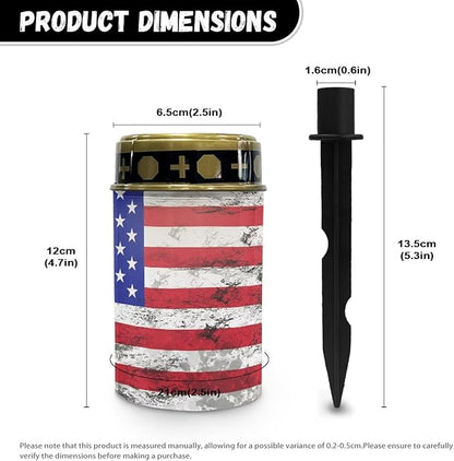 American Flag Outdoor Garden Solar Lights Waterproof Solar Powered Lights Multipurpose Memorial Cemetery Decorations Auto On/Off Landscape Lights Outside Gift for Loss of Loved One