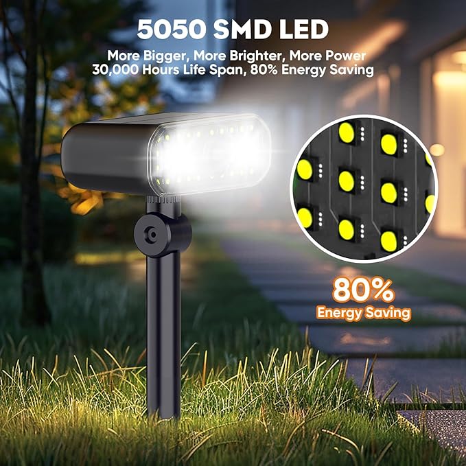Solar Spot Lights Outdoor, 3 Modes Motion Sensor Landscape Lights, Waterproof IP67 LED Motion Security Solar | Lumora