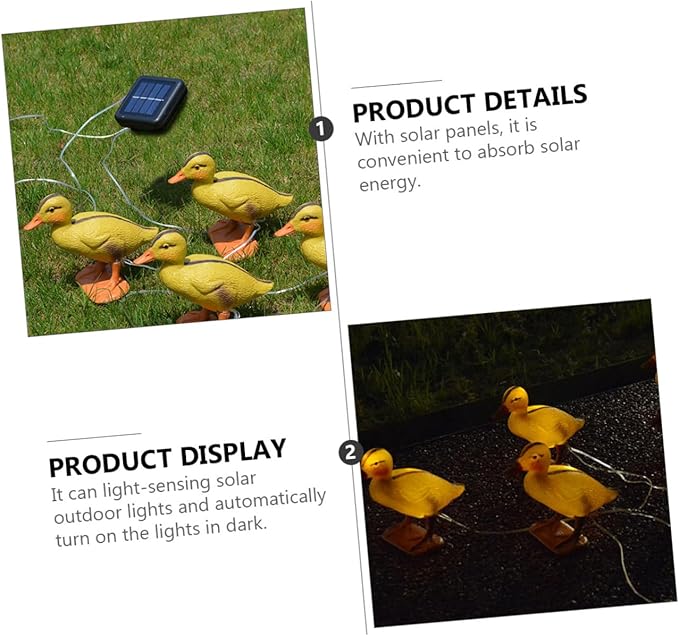 YARNOW Solar LED Yellow Duck Path Lights 5pcs Outdoor Garden Lawn Solar Stake Lamps Waterproof Decorative Landscape Lighting for Patio Yard