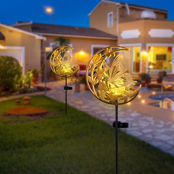JOBOSI Solar Butterfly Floor Lamp, Waterproof Outdoor Solar Light for Garden, Yard, Patio Decor, Auto On/Off, Long-Lasting Battery, Unique Gift for Mom, Grandma, Christmas